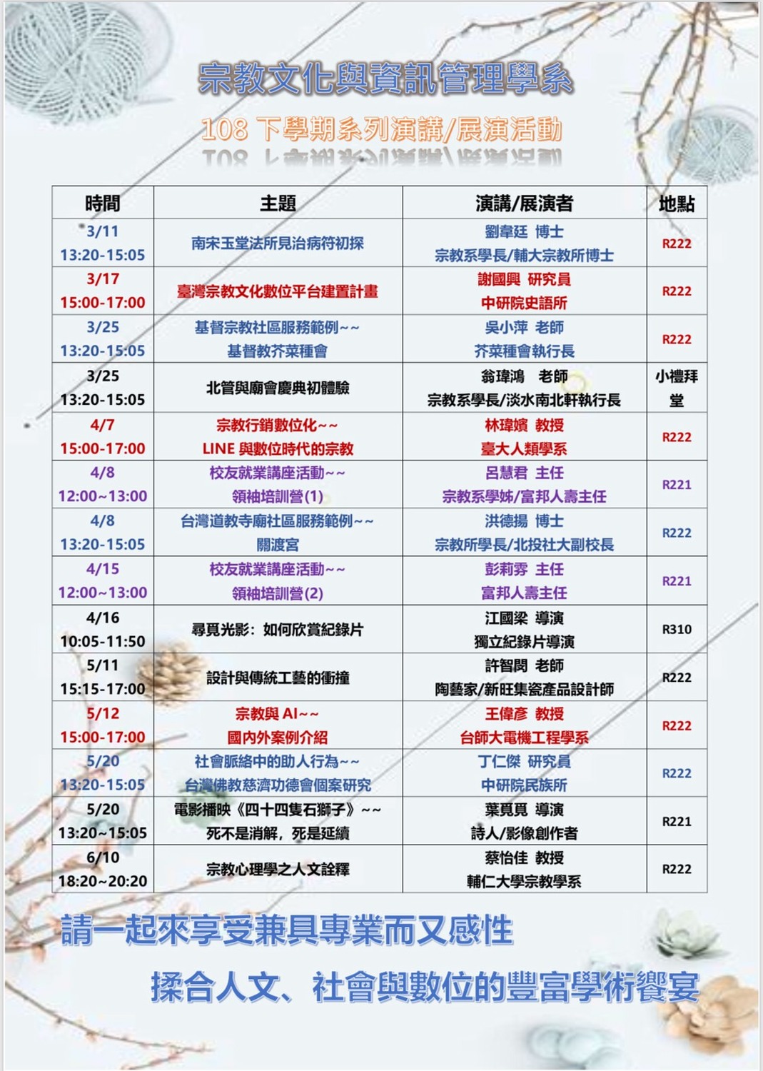 108下學期系列演講/展演活動