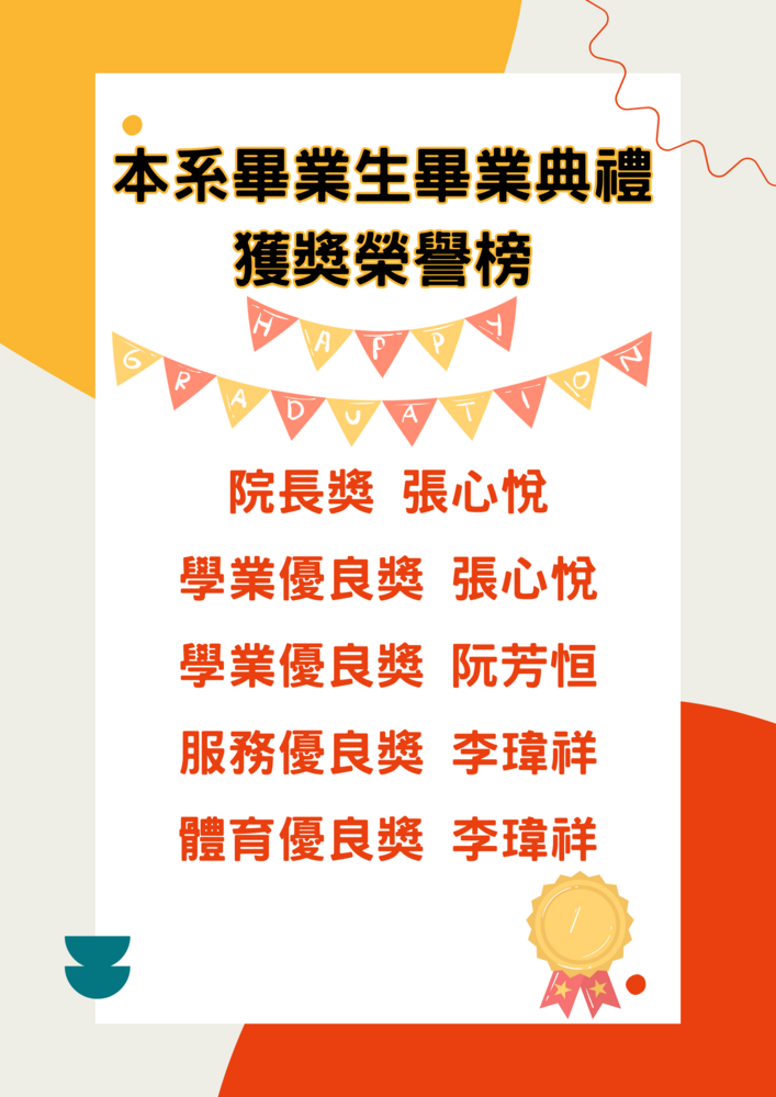 本系畢業生獲獎榮譽榜